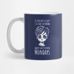 Funny Monday Blues For Men - vertical distressed Mug